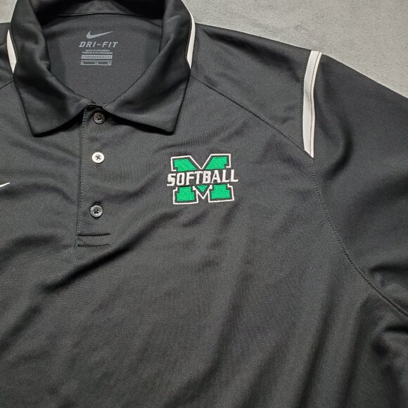 Nike Dri-Fit Performance Polo Marshall Softball Logo Black Shirt Men Sz XL - Picture 4 of 11